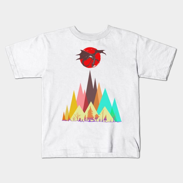 Adventures of the Dragon Mountain Kids T-Shirt by NemfisArt